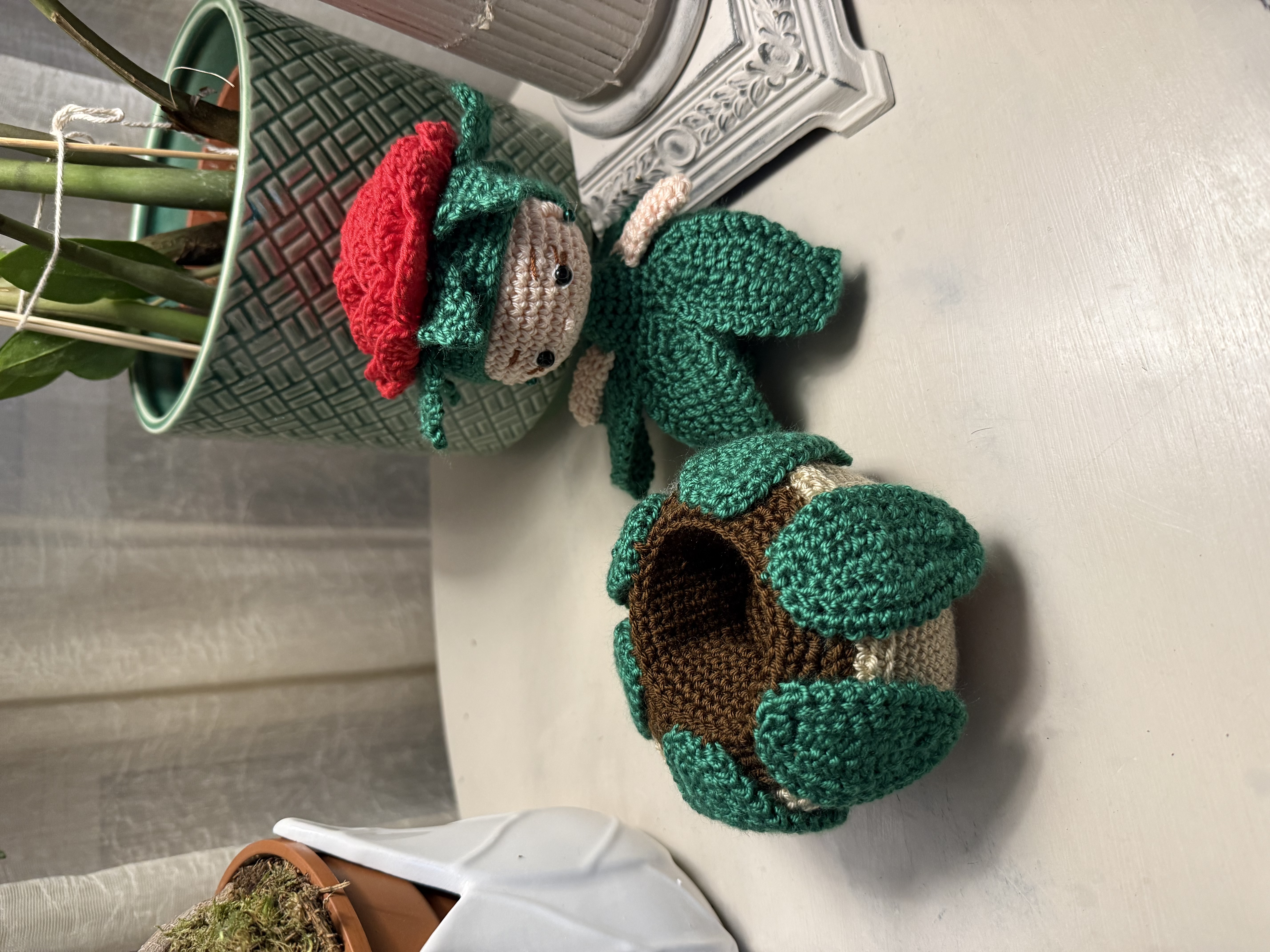 Muñeco flor de crochet - detalle