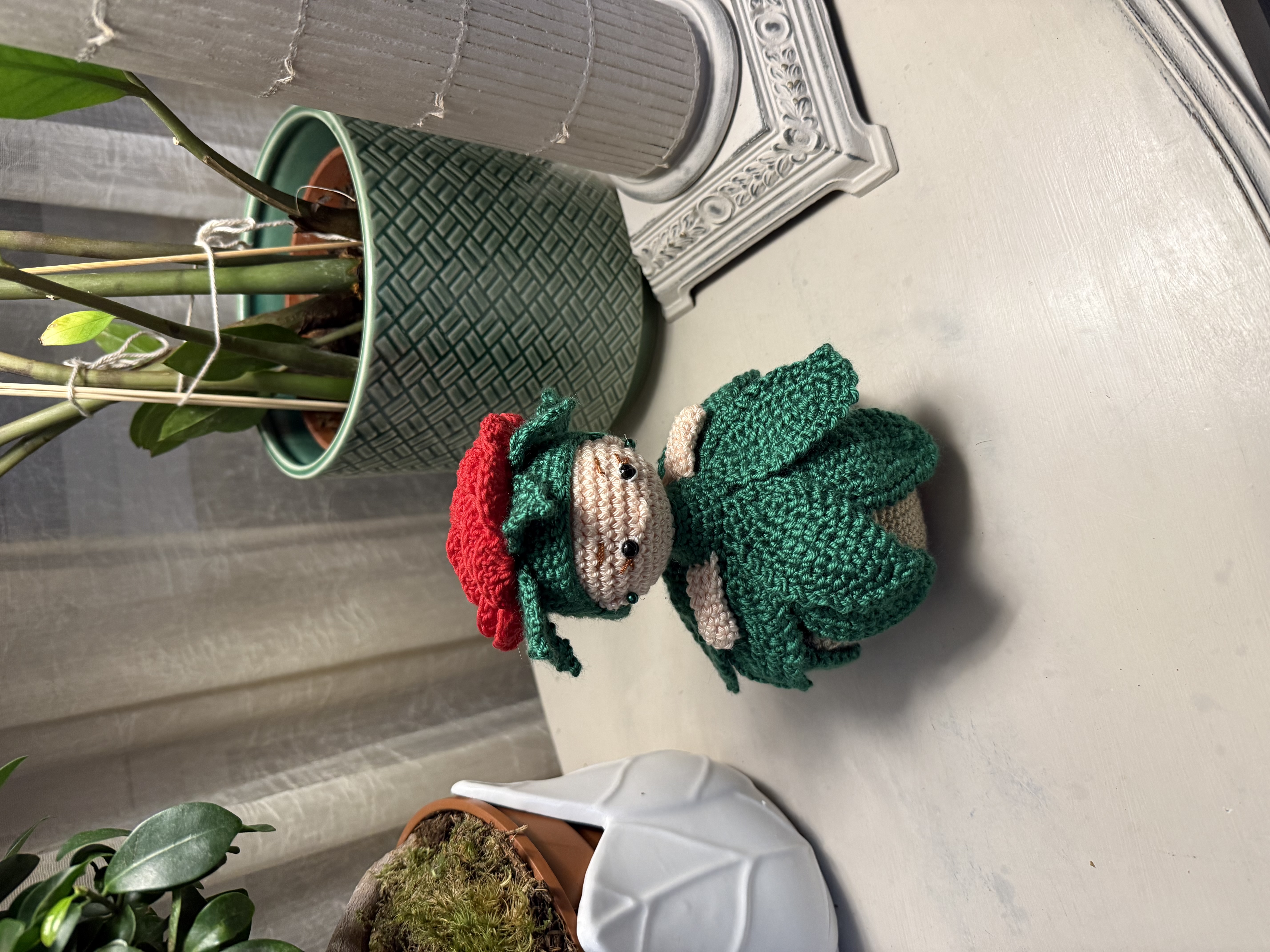 Muñeco flor de crochet - frontal